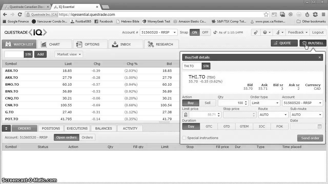 Questrade Tutorial: How To Purchase And Promote Stocks And ETFs